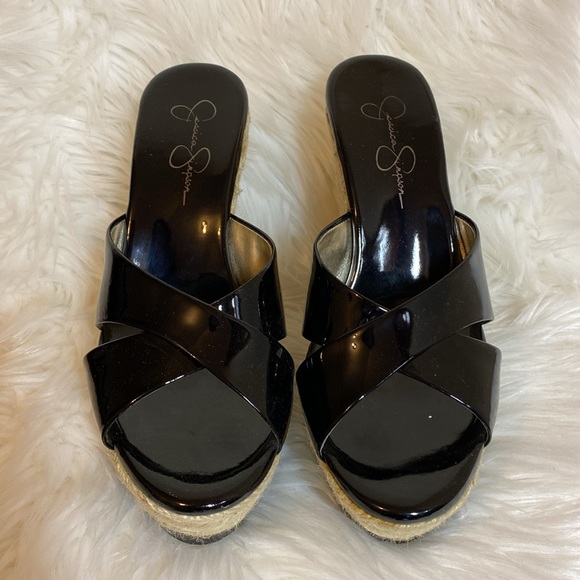Jessica Simpson JS - Katonal Women’s Black Patent Sandals size 9 EUC - Picture 2 of 10